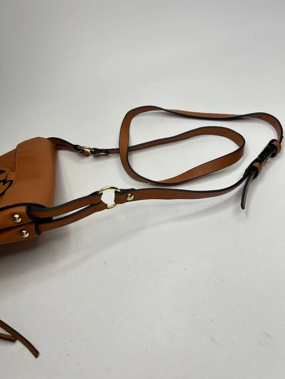 TORY BURCH Miller Logo Leather Crossbody Bag Caramel